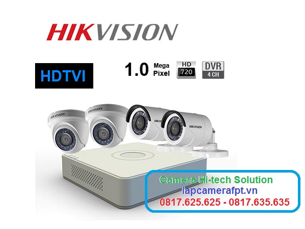 trọn bộ 4 camera hikvision 1 MP