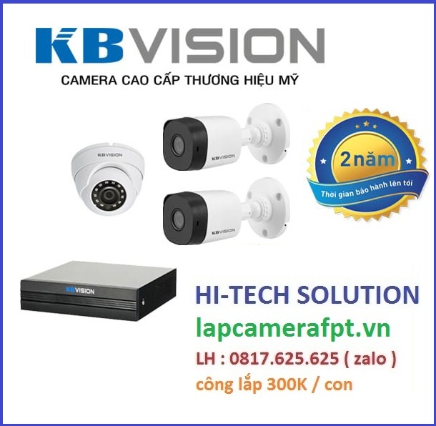 Trọn bộ 3 camera KBVISION 2MP