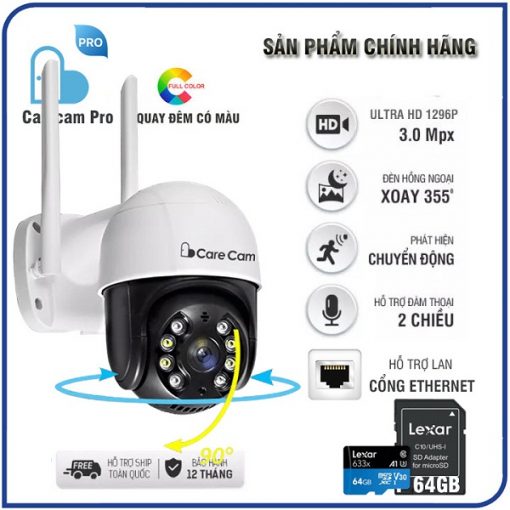Camera CARECAM HK30 Full HD Xoay 360 Độ 3.0MP 1080p