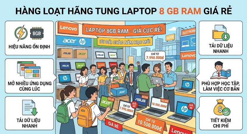Các hãng Laptop lớn đồng loạt ra máy mới cấu hình chỉ 8GB RAM